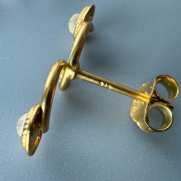 14k Gold Vermeil Opal Stud Earrings - Picture 5 of 13